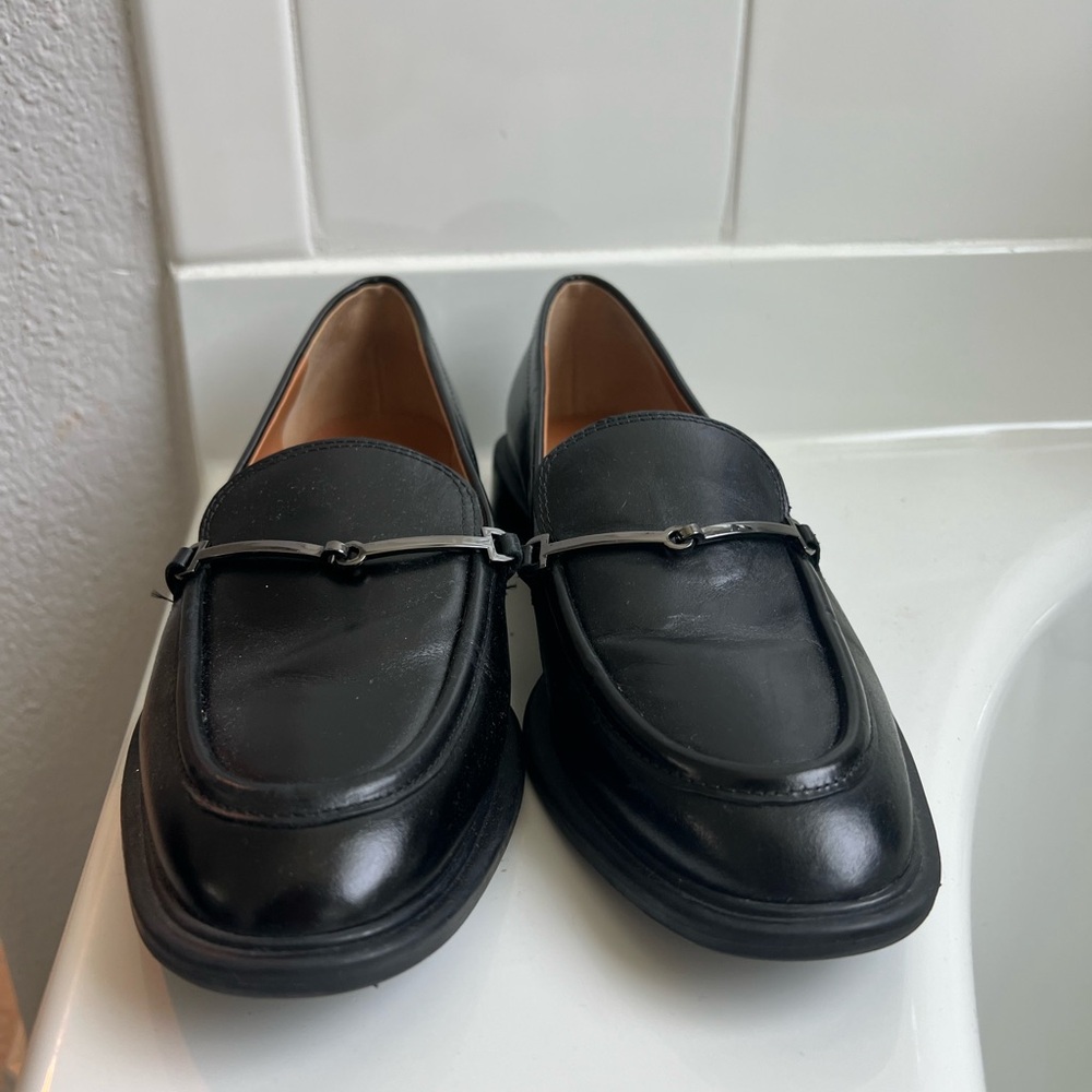 Franco Sarto Black Leather Women's Loafers